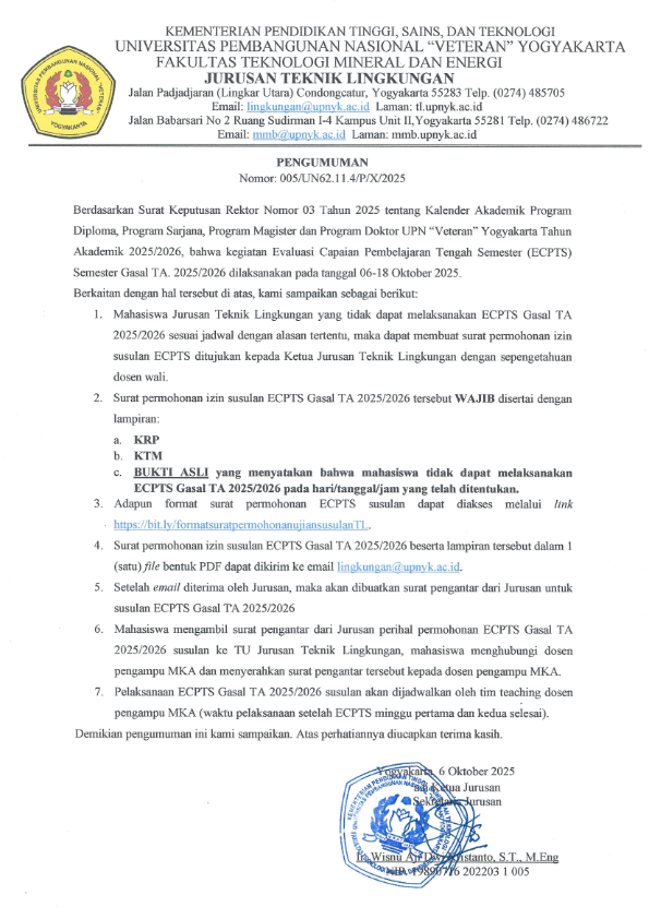 PENGUMUMAN PERMOHONAN UJIAN SUSULAN UTS SEMESTER GASAL 2025/2026