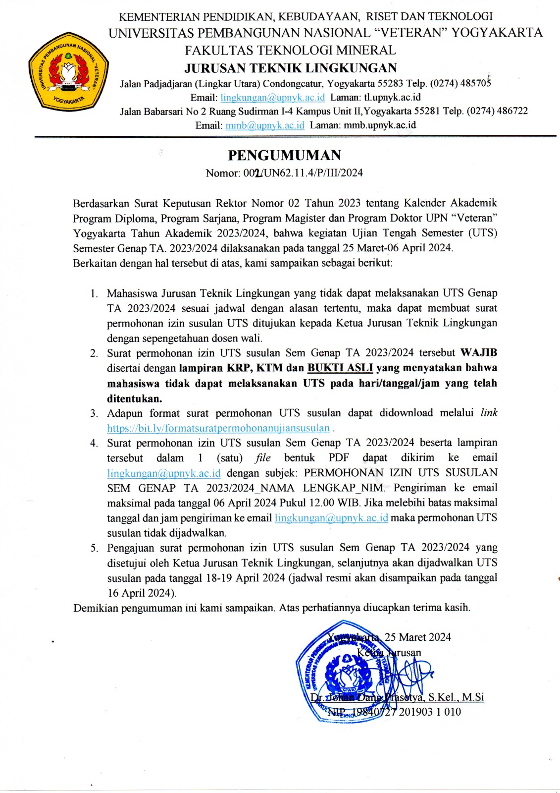 Program Studi Teknik Lingkungan