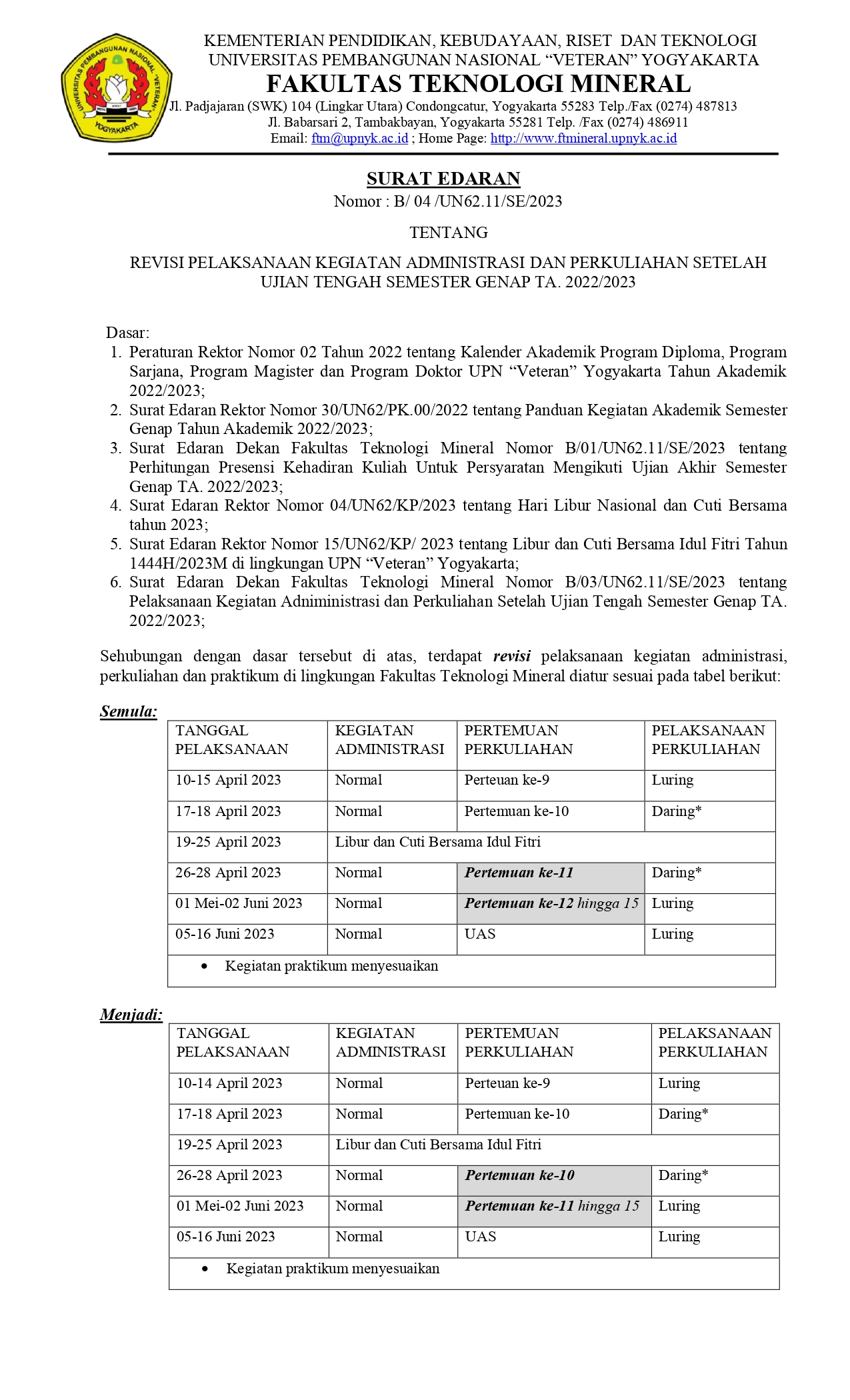 Program Studi Teknik Lingkungan